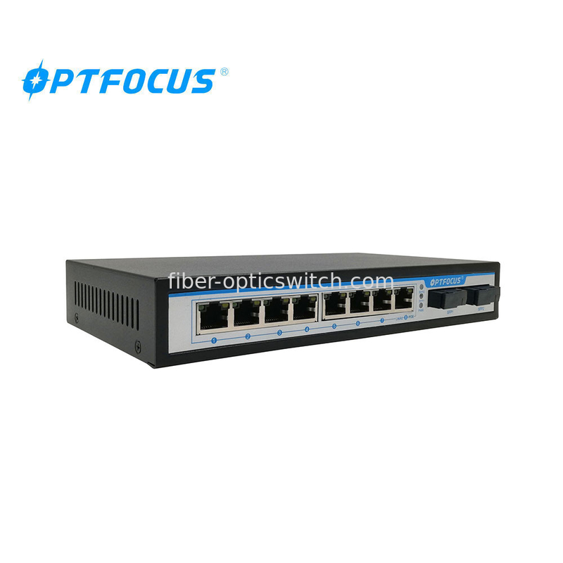 Auto MDI 5.6Gbps Fiber Optic Switch 1310nm 8 Ports 10/100/1000 Base T With Poe
