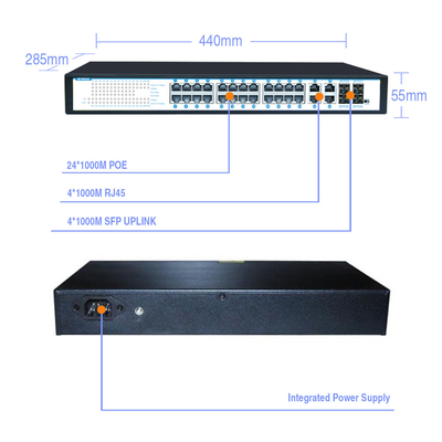 Factory OEM/ODM Switch Tvwplink Gigabit Poe 28 port 24*10/100/1000mbps POE port,4*1000mbps UP-Link port,4*1000mbps SFP